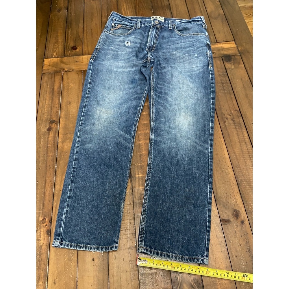 Ariat M1 Remy Vintage Straight Leg Jeans Mens 38x32 Bradford Wash Distressed - Picture 11 of 15